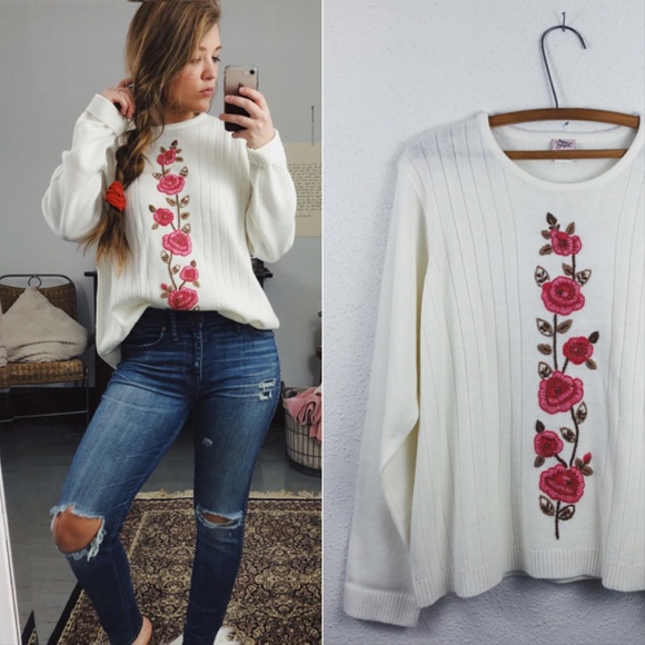 Vintage Sweaters - Vintage Oversized floral sweater